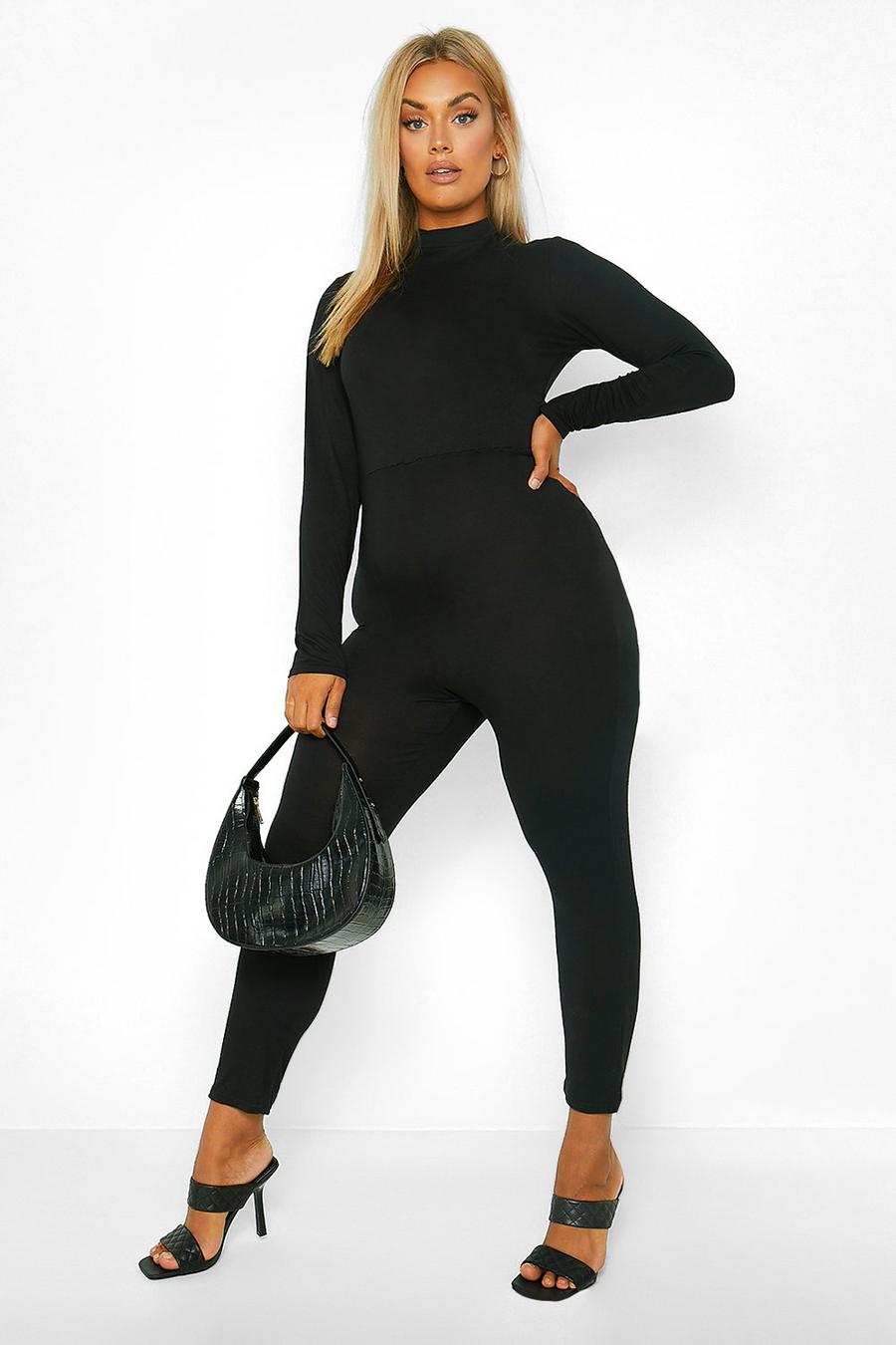 Black Plus - Figurnära jumpsuit med polokrage image number 1