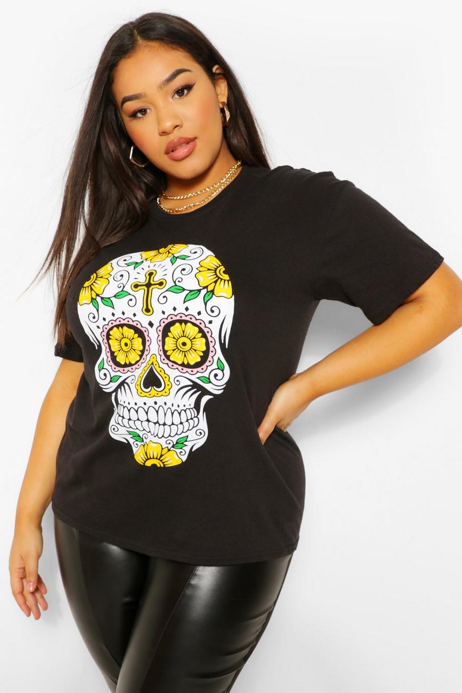 Camiseta con calavera mexicana de Halloween Plus image number 1