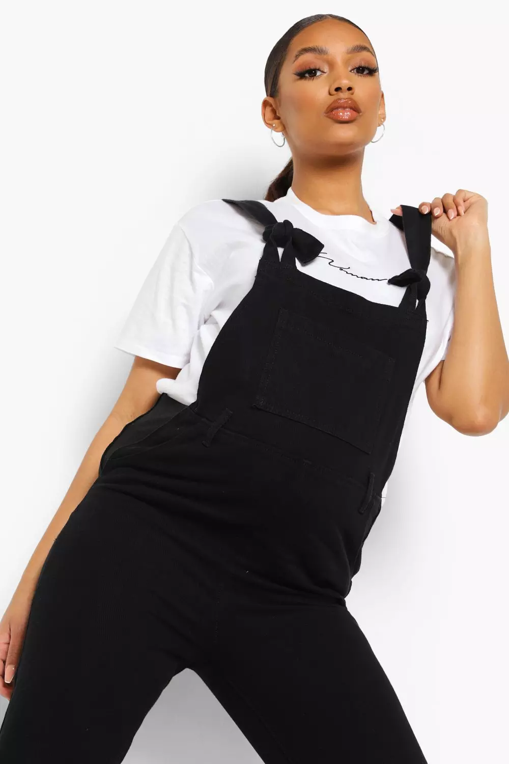 Black tie strap overalls on sale