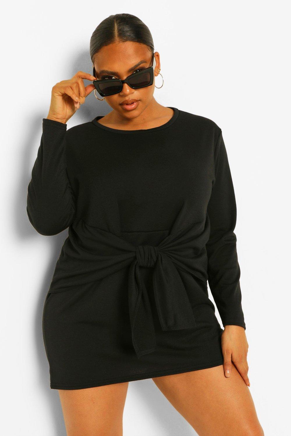 Plus Tie Front Jersey Wrap Dress boohoo FI