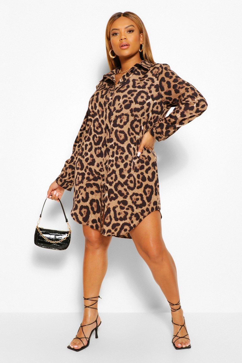 Boohoo leopard print shirt on sale dress