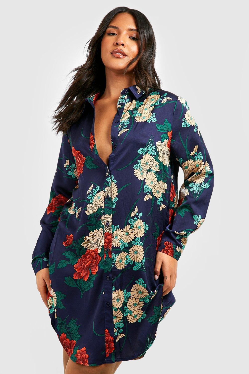 Plus size deals navy shirt dress