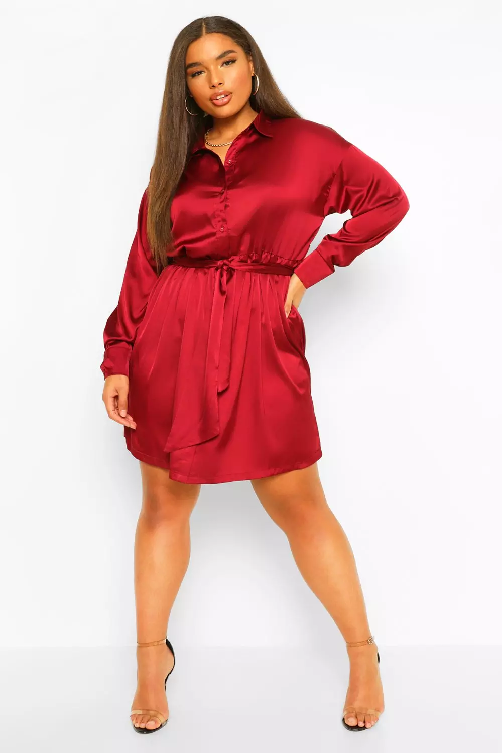 Camden satin shirt top dress