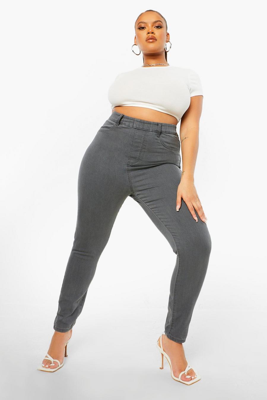 Grey Plus High Rise Jeggings image number 1