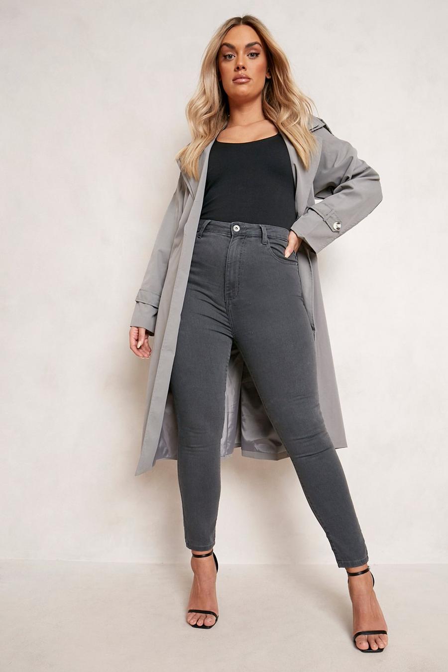 Grey Plus - Stretchiga skinny jeans i 5-femficksmodell image number 1