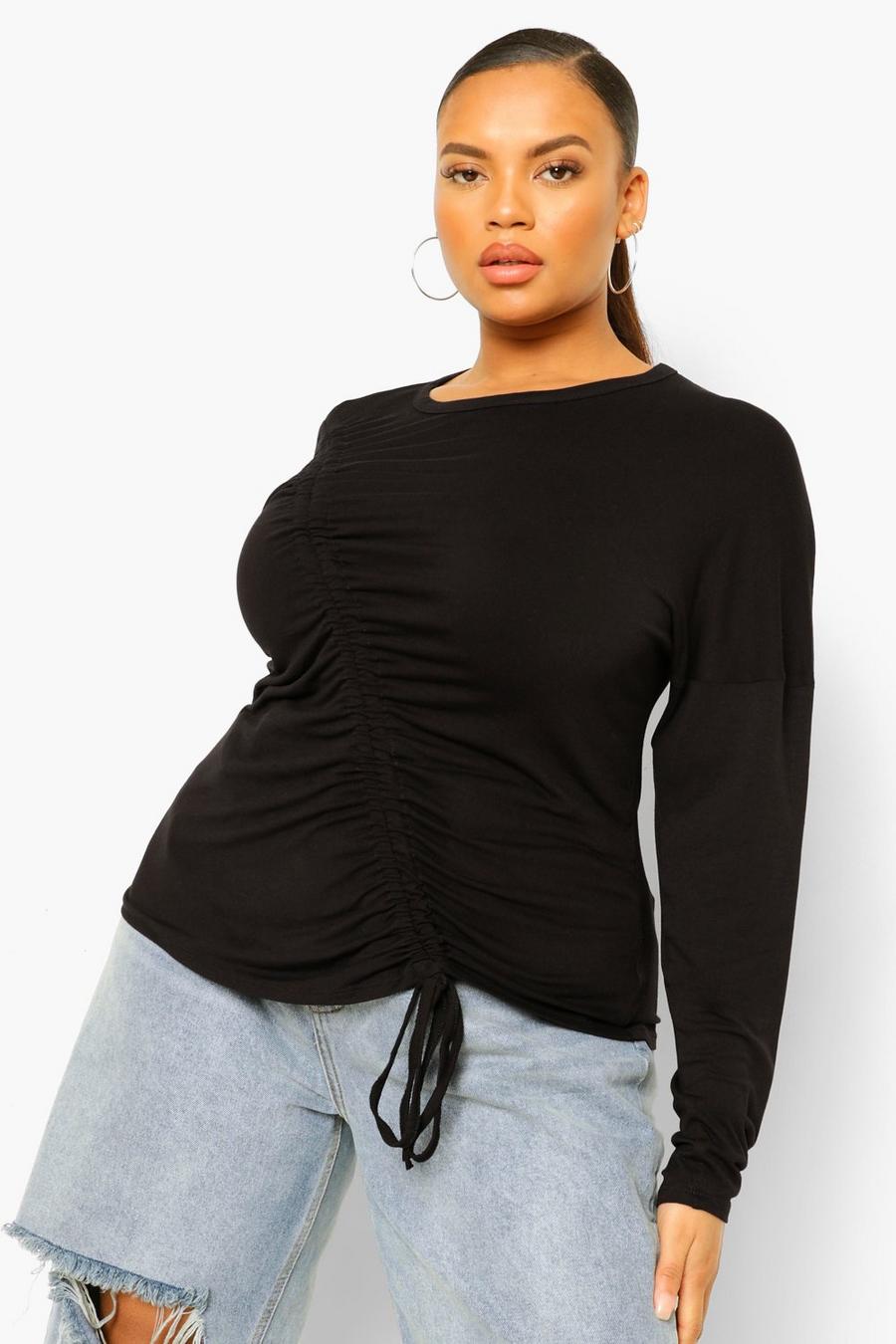 Plus Ruched Front Long Sleeve T-Shirt image number 1