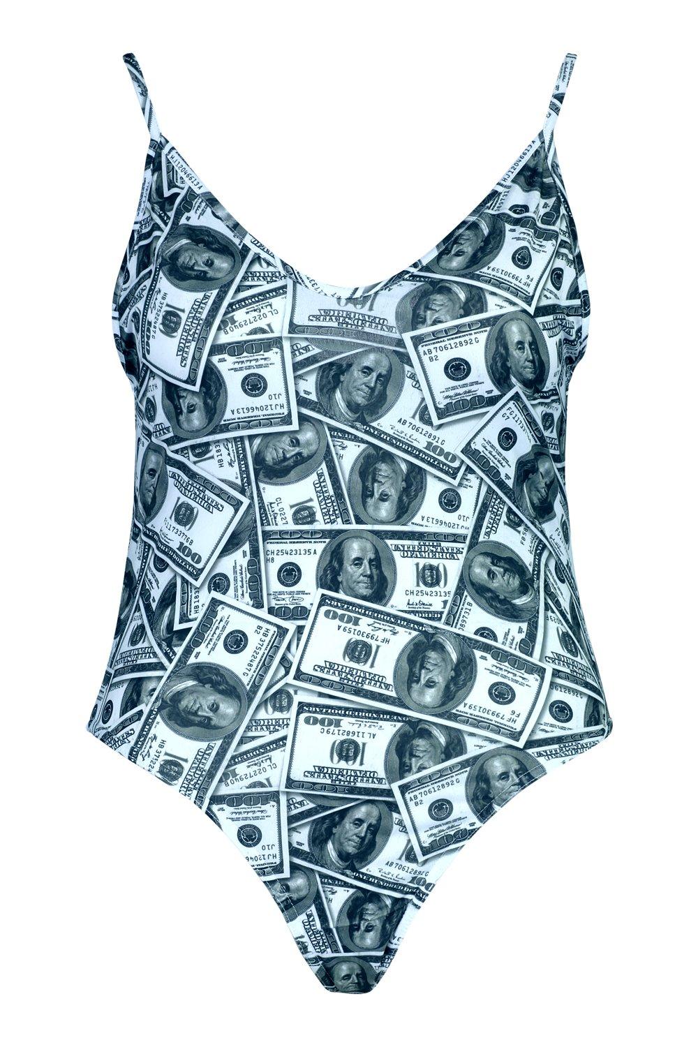 Money Print Slinky Bodysuit