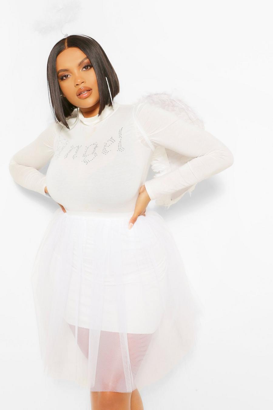 לבן חצאית מיני טוטו לתחפושת מלאך להאלווין במידות גדולות  image number 1