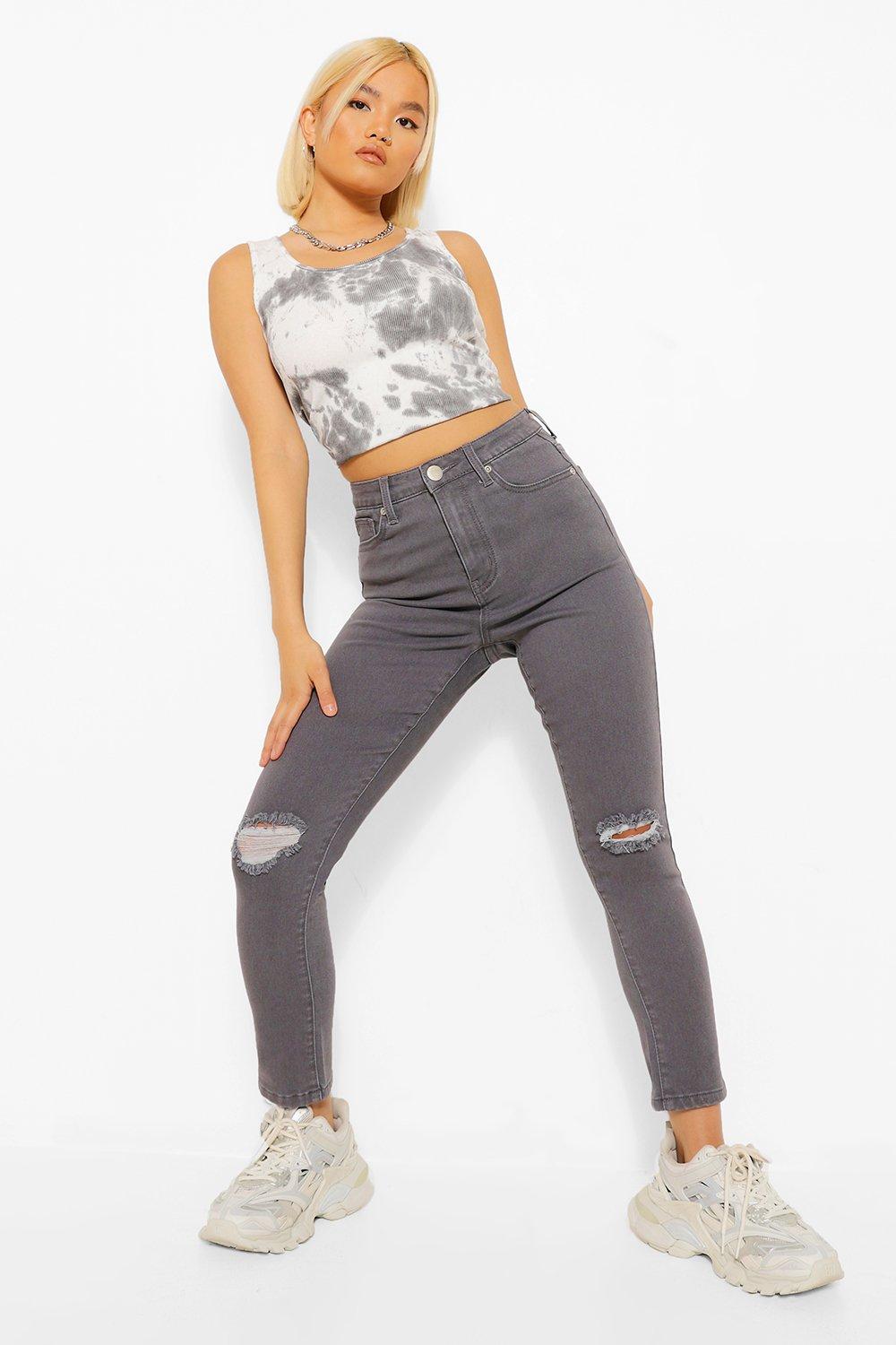 petite extreme ripped jeans