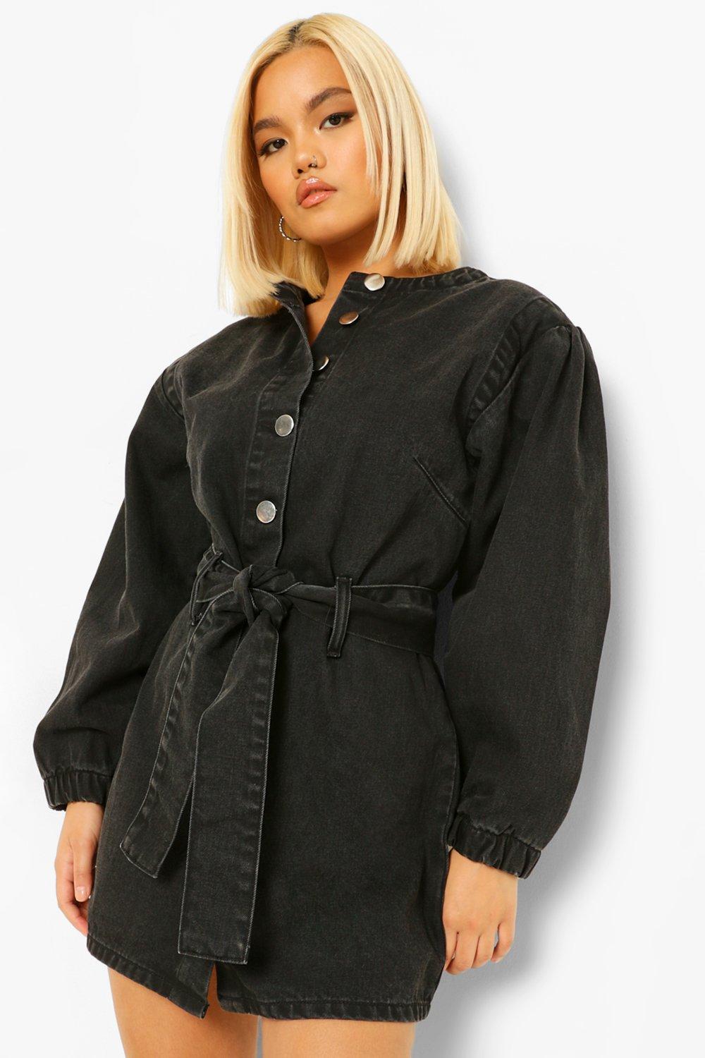 Plus Belted Denim Shirt Dress