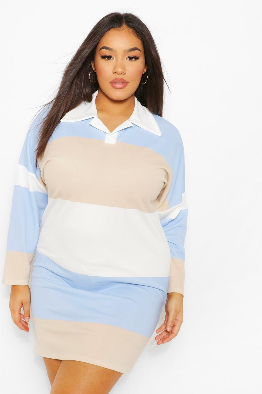 Grande taille - Robe t-shirt rugby color block image number 1