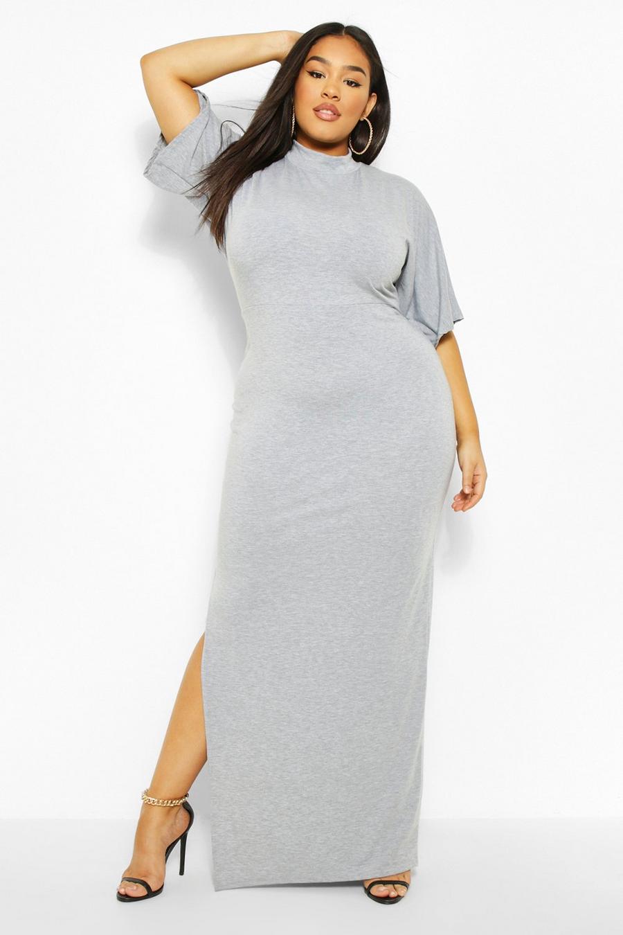 Grey Plus High Neck Maxi Dress image number 1