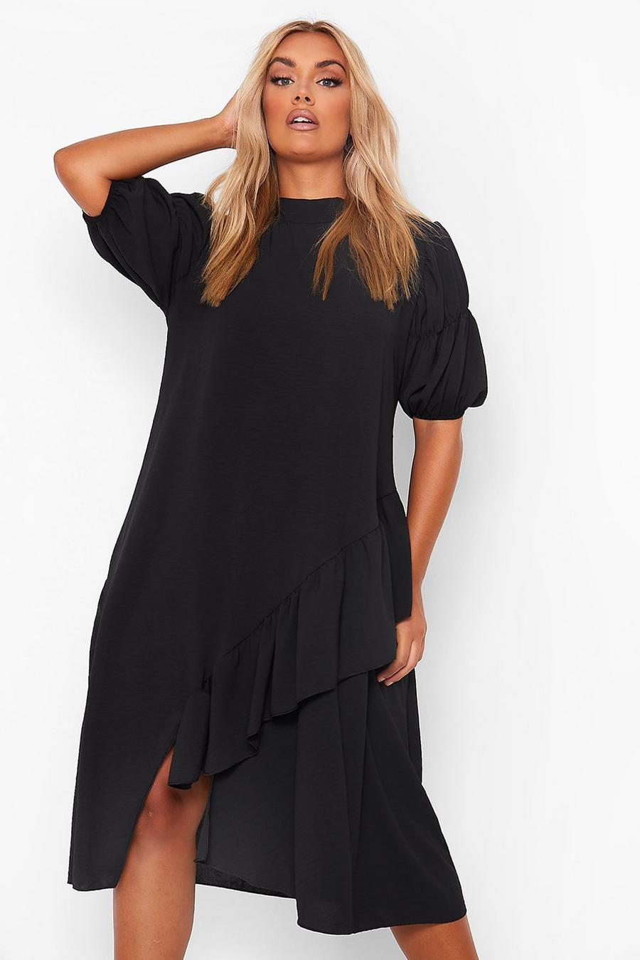 Black Plus - Asymmetrisk klänning med hög krage image number 1