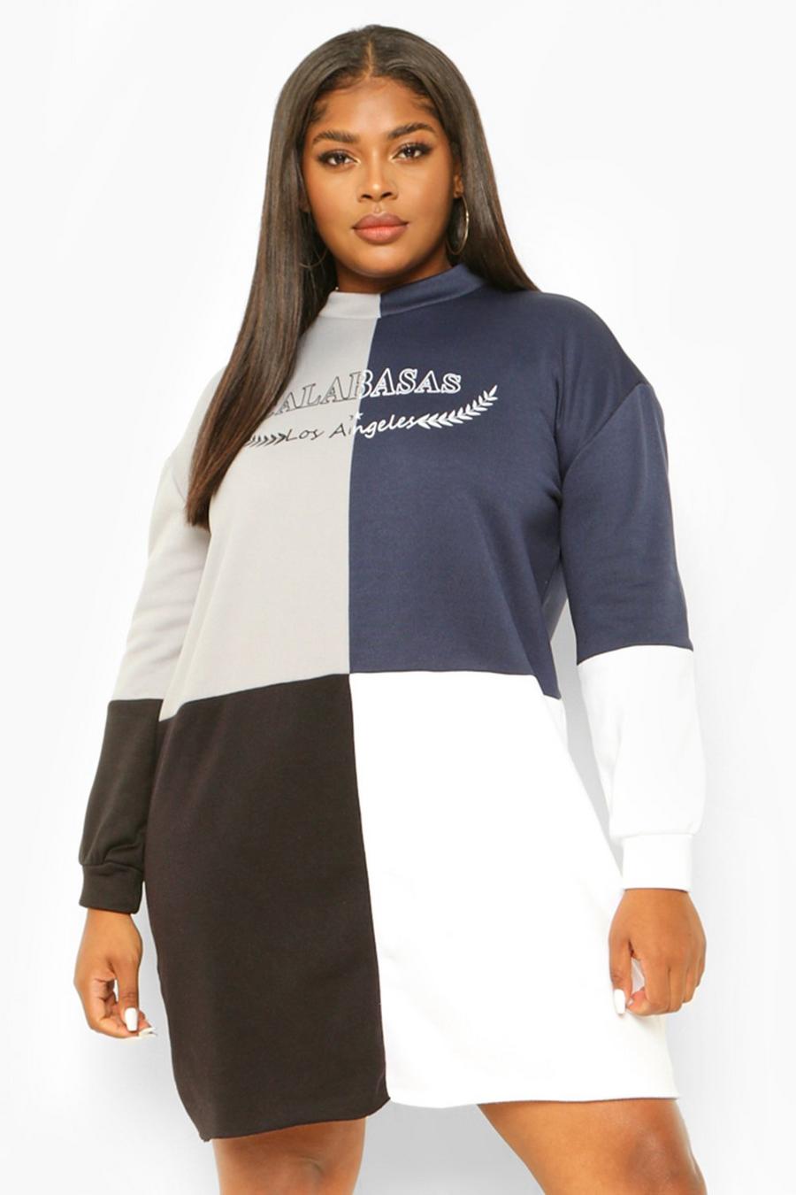Plus - "Calabasas" Sweatshirt med blockfärger och slogan image number 1