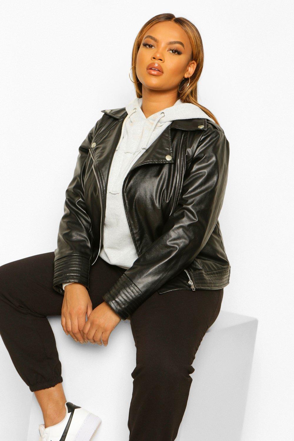 Women's Plus Leather Jacket | Boohoo