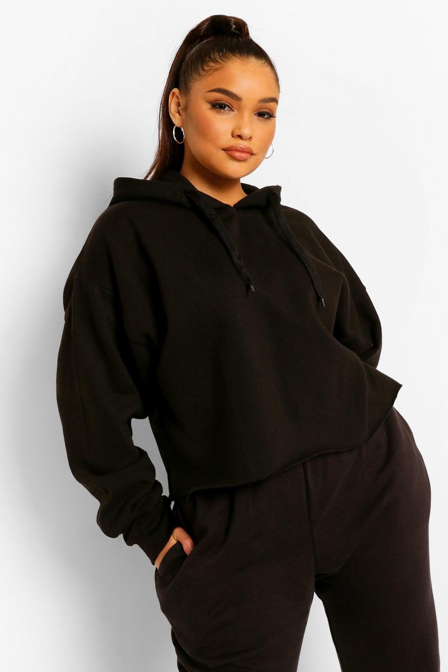 Black Plus - Kort hoodie med rå kant image number 1