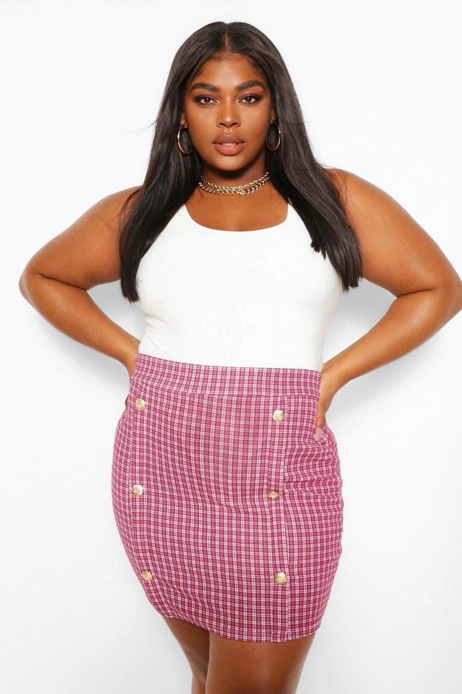 Berry Plus Button Front Mini Skirt image number 1