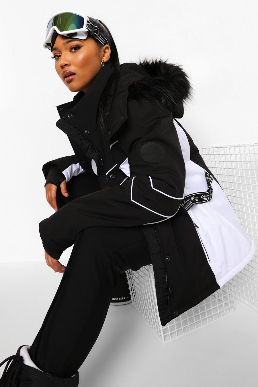 Black Plus Luxe Colour Block Ski Jacket image number 1