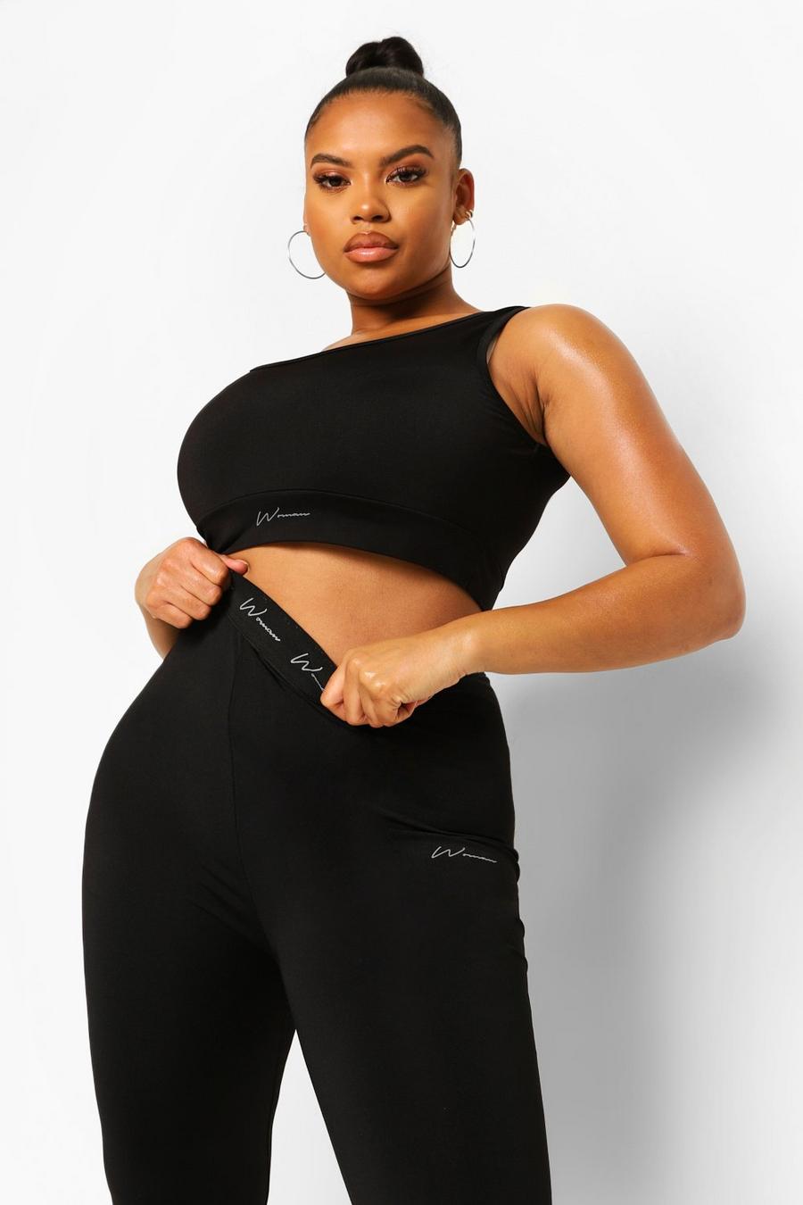 Black negro Plus Activewear 'Woman' Gym Bra image number 1