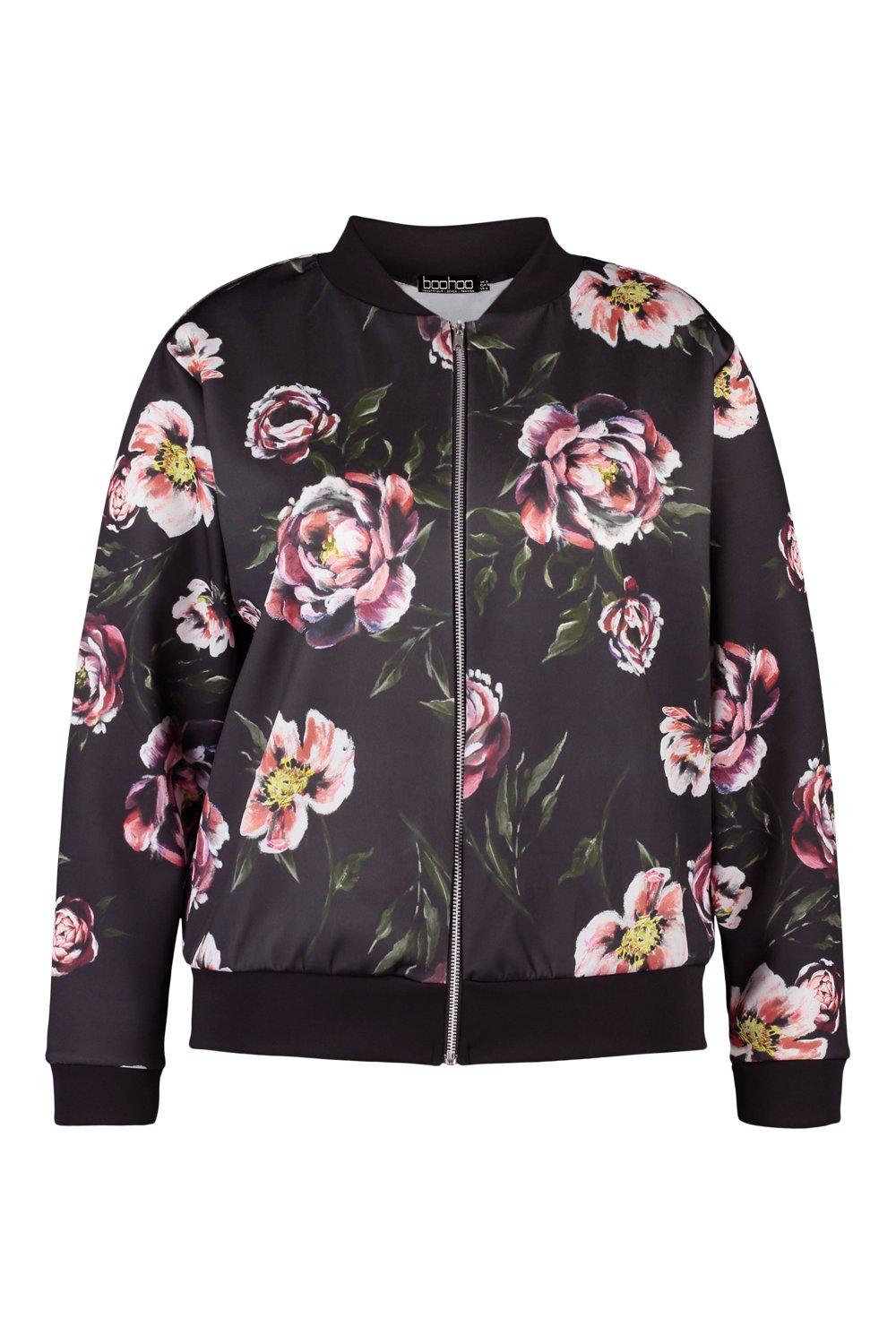 floral bomber jacket black