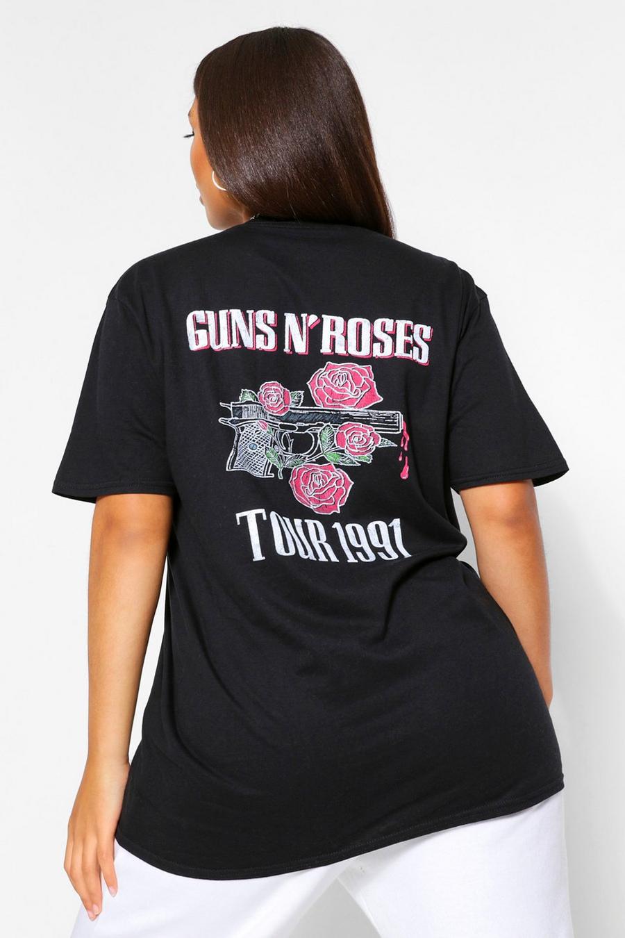 שחור טישרט עם הדפס Guns and Roses על הגב מידות גדולות image number 1