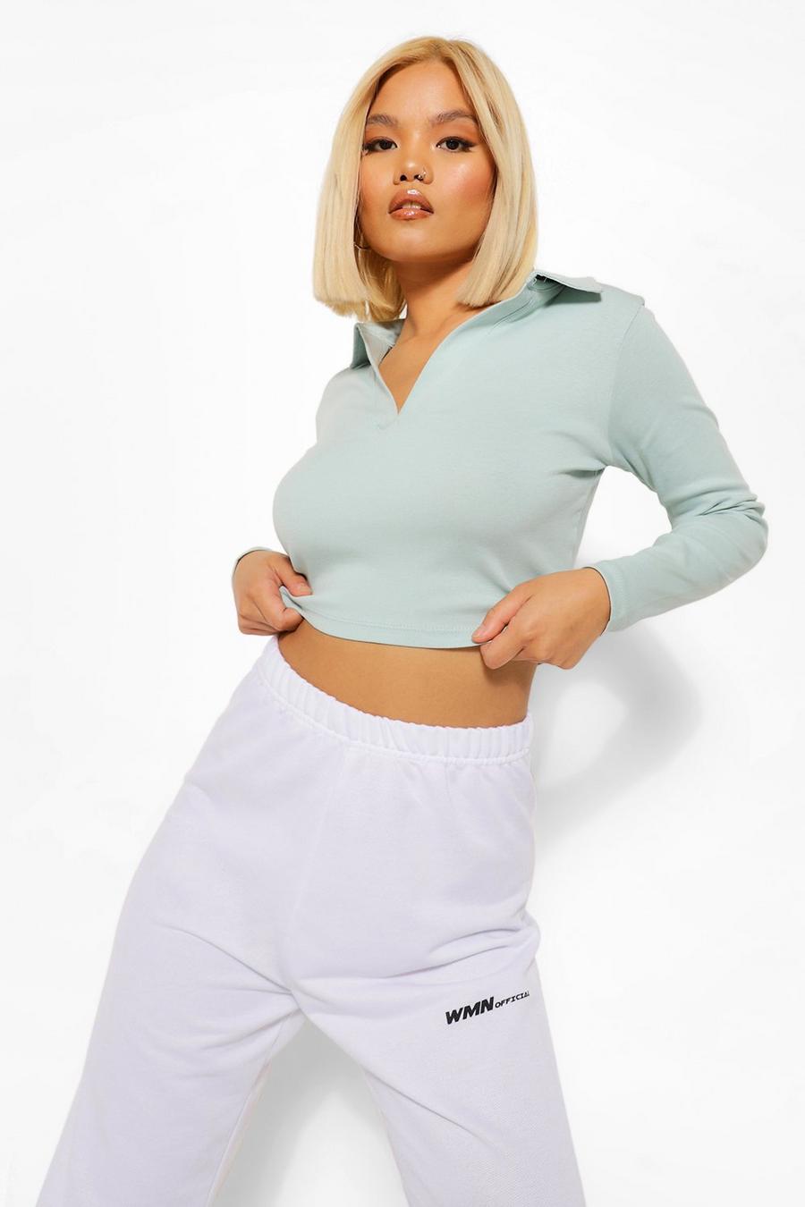 Pale blue Petite Collared Top image number 1
