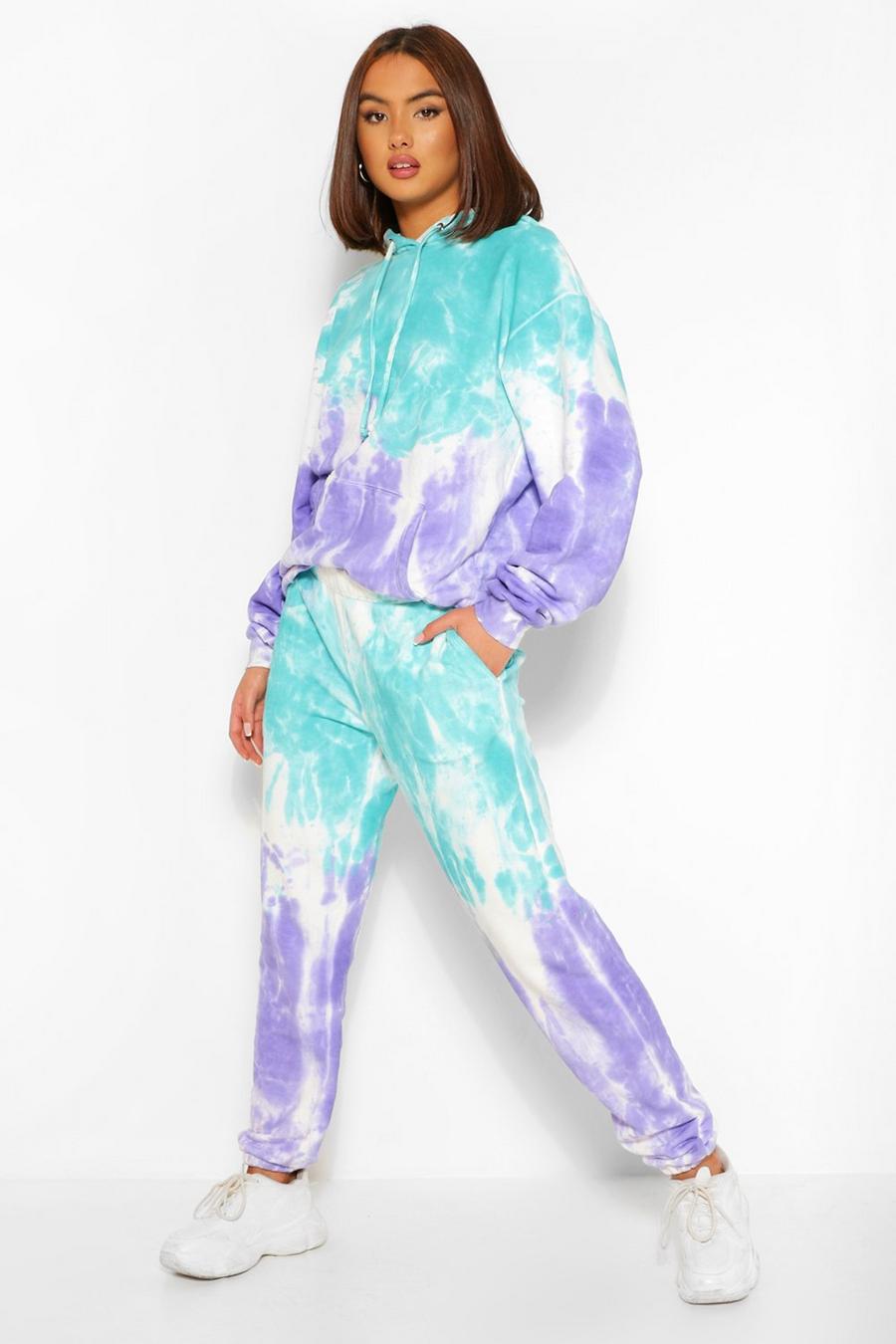 Blue Petite Oversized Tie Dye Joggers image number 1