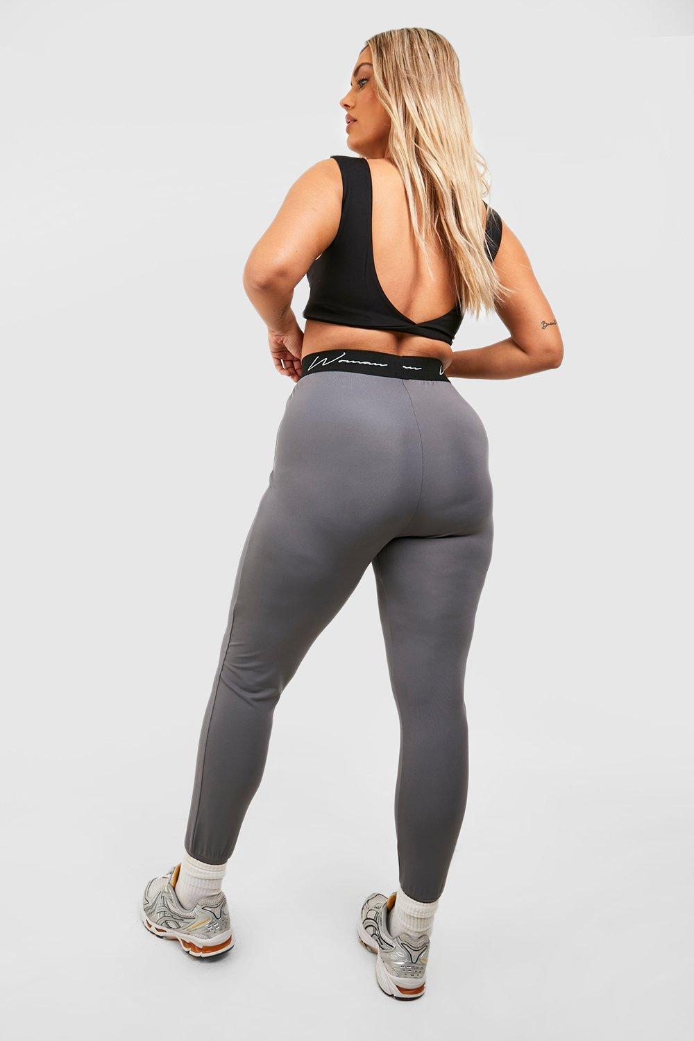 Plus Activewear 'Woman' Compression Workout Leggings | boohoo