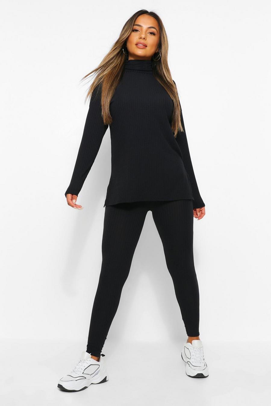 Petite Knitted Rib Roll Neck and Legging Co-Ord image number 1