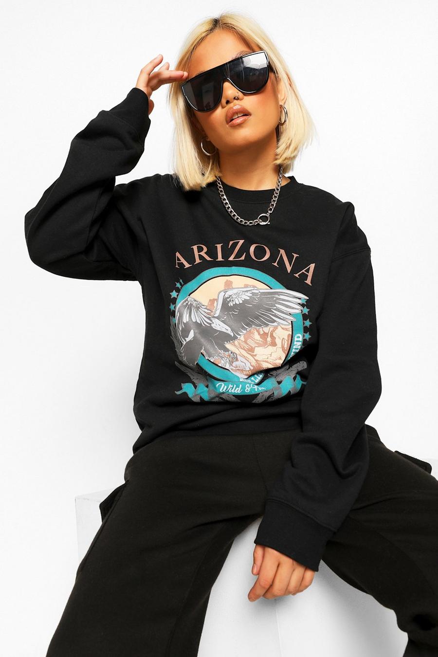 Petite Sweatshirt mit „Arizona“-Print, Schwarz image number 1
