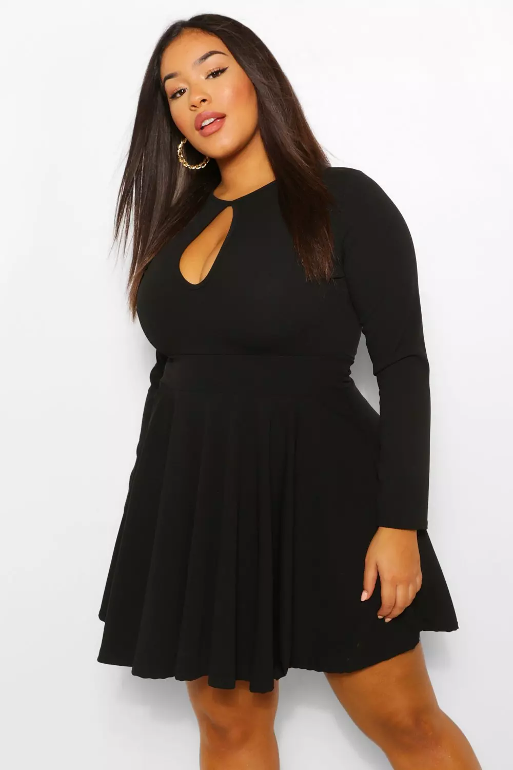 Black skater 2025 dress boohoo