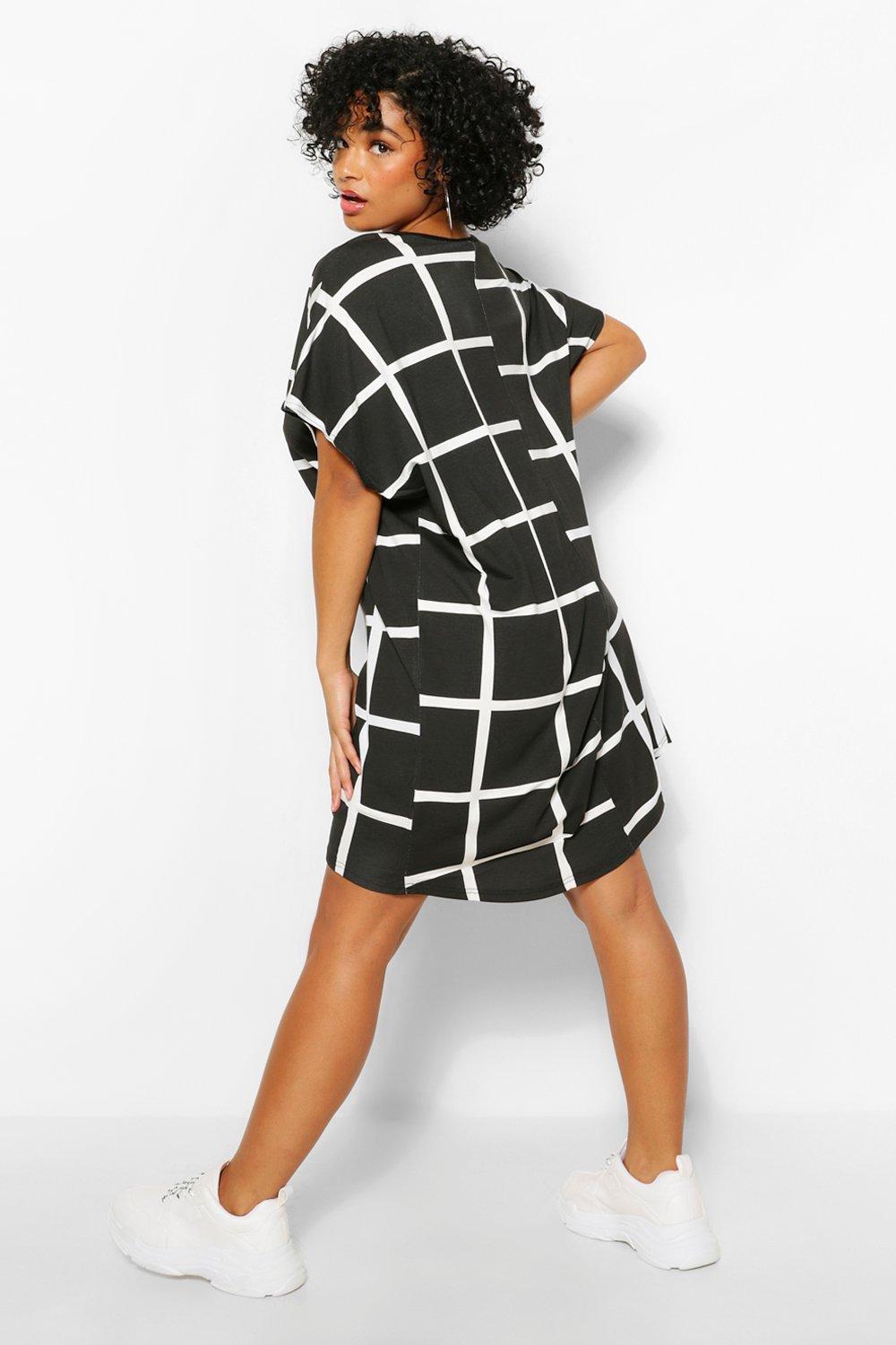 Grid print outlet dress