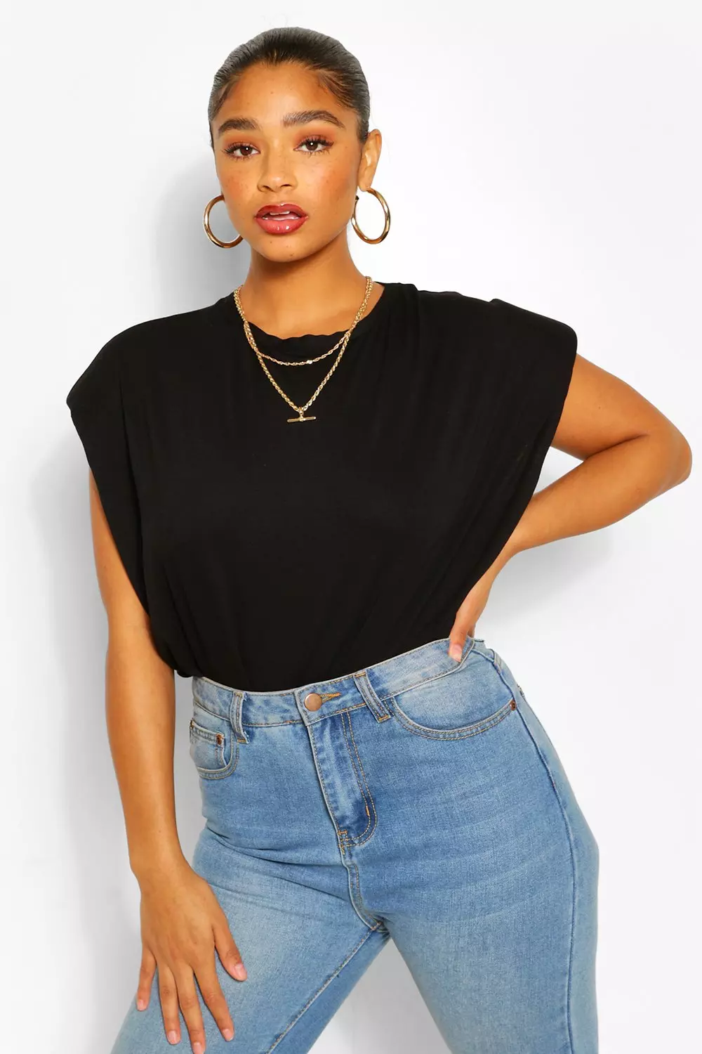 T shirt with on sale shoulder pads