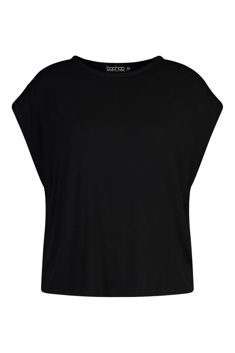 Black Plus Shoulder Pad T Shirt