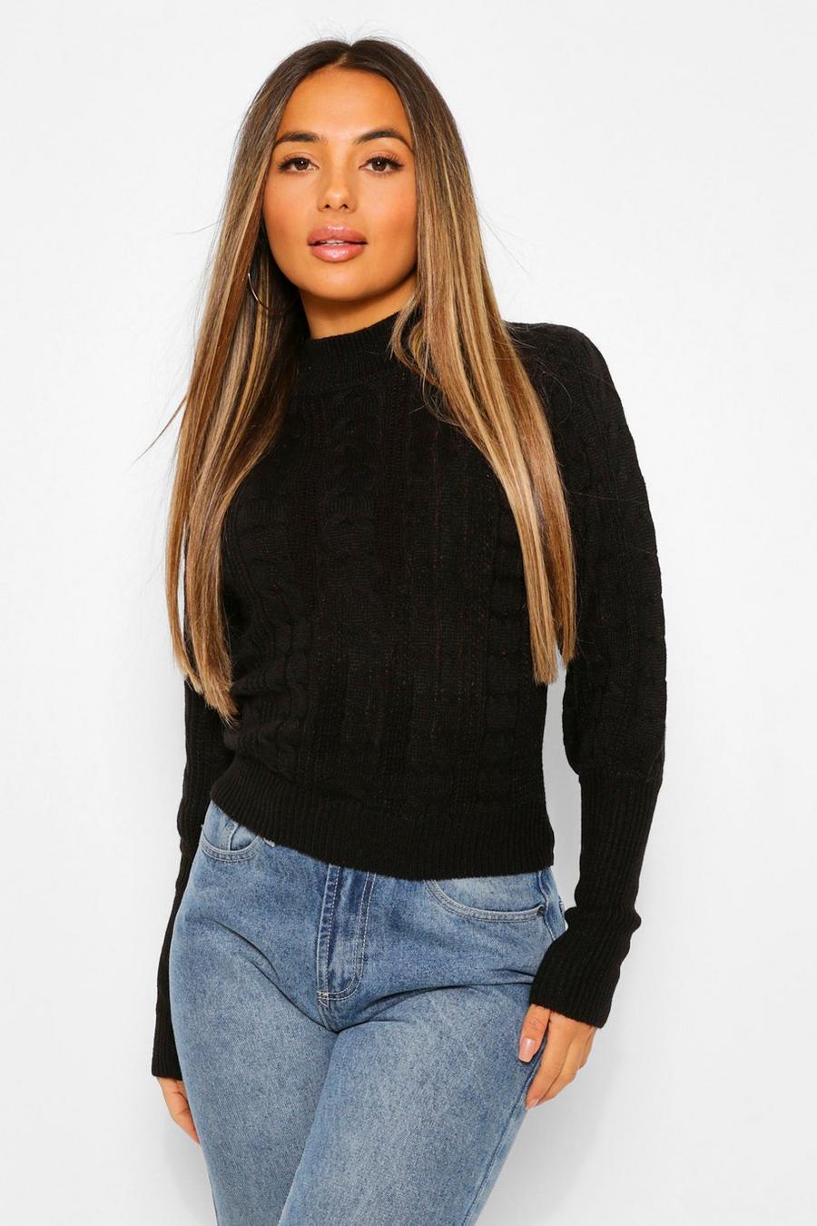 Petite Balloon Sleeve Cable Knit Roll Neck Jumper image number 1