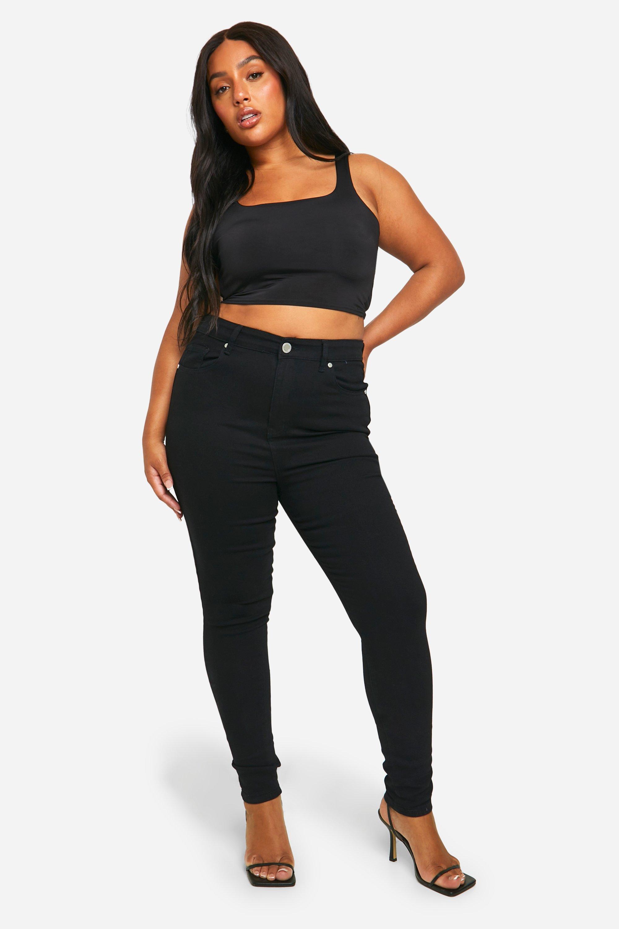 plus size black jean capris