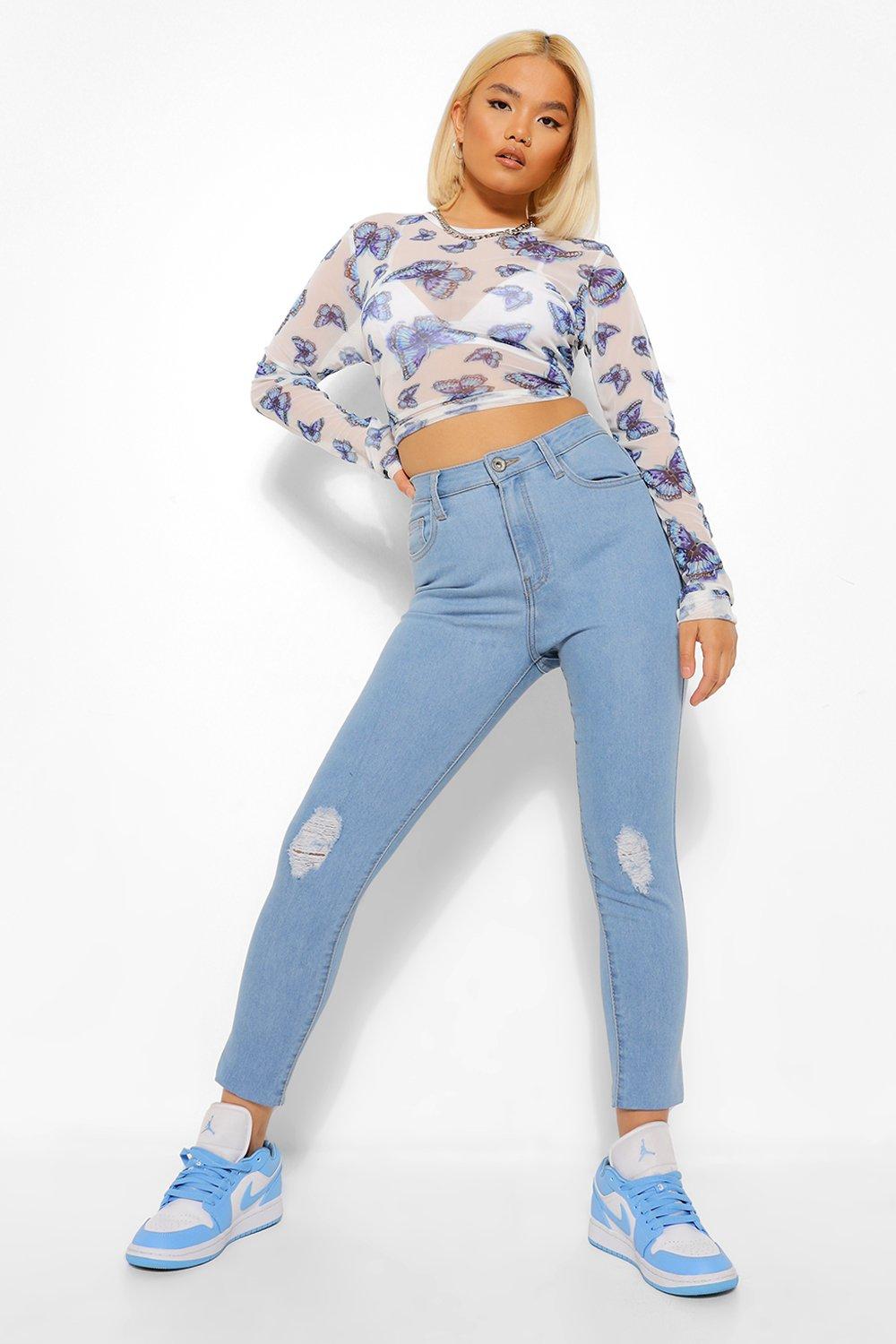 Ripped Jeans For Women Distressed Jeans Boohoo Uk