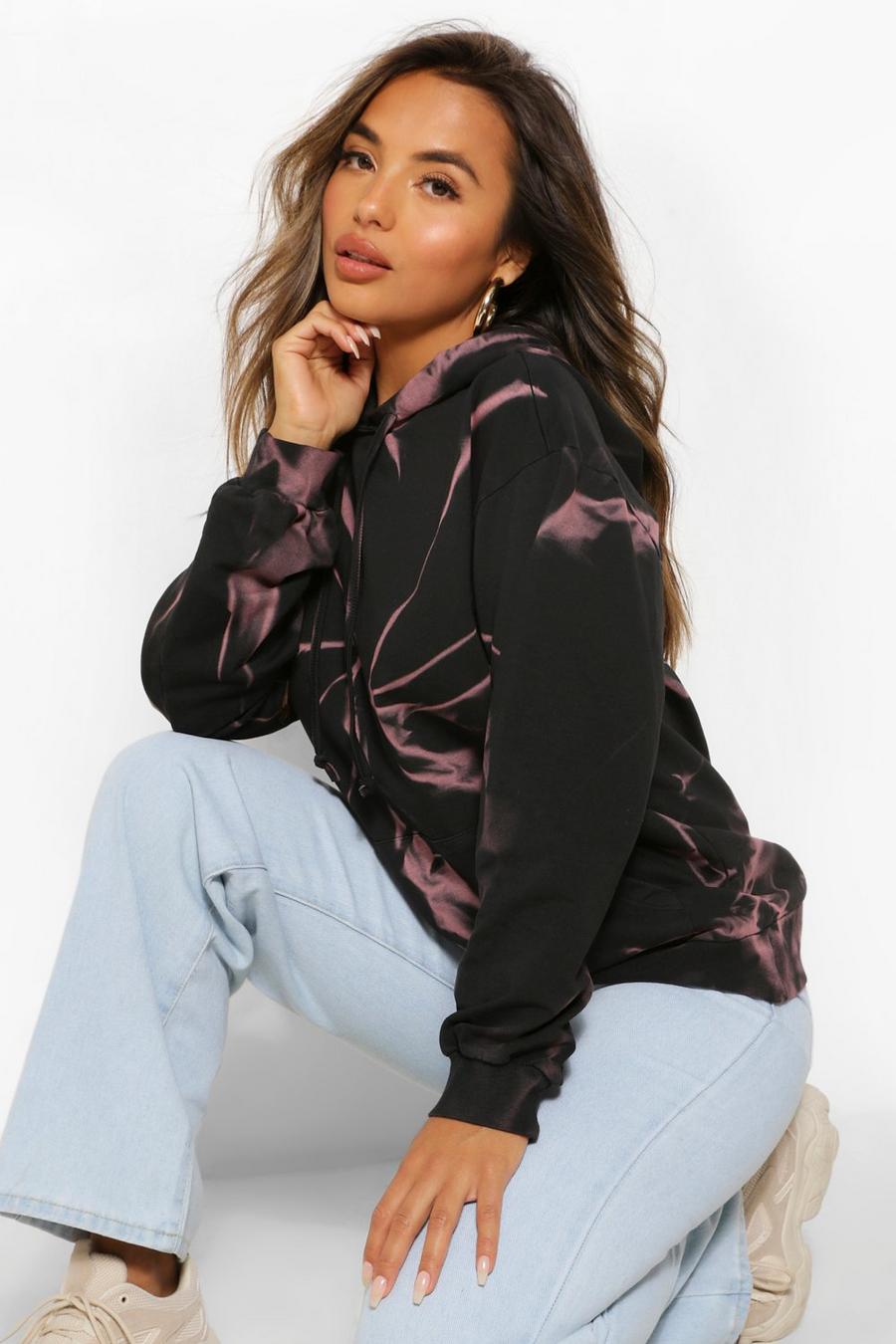 Petite - Oversize hoodie med batikmönster image number 1