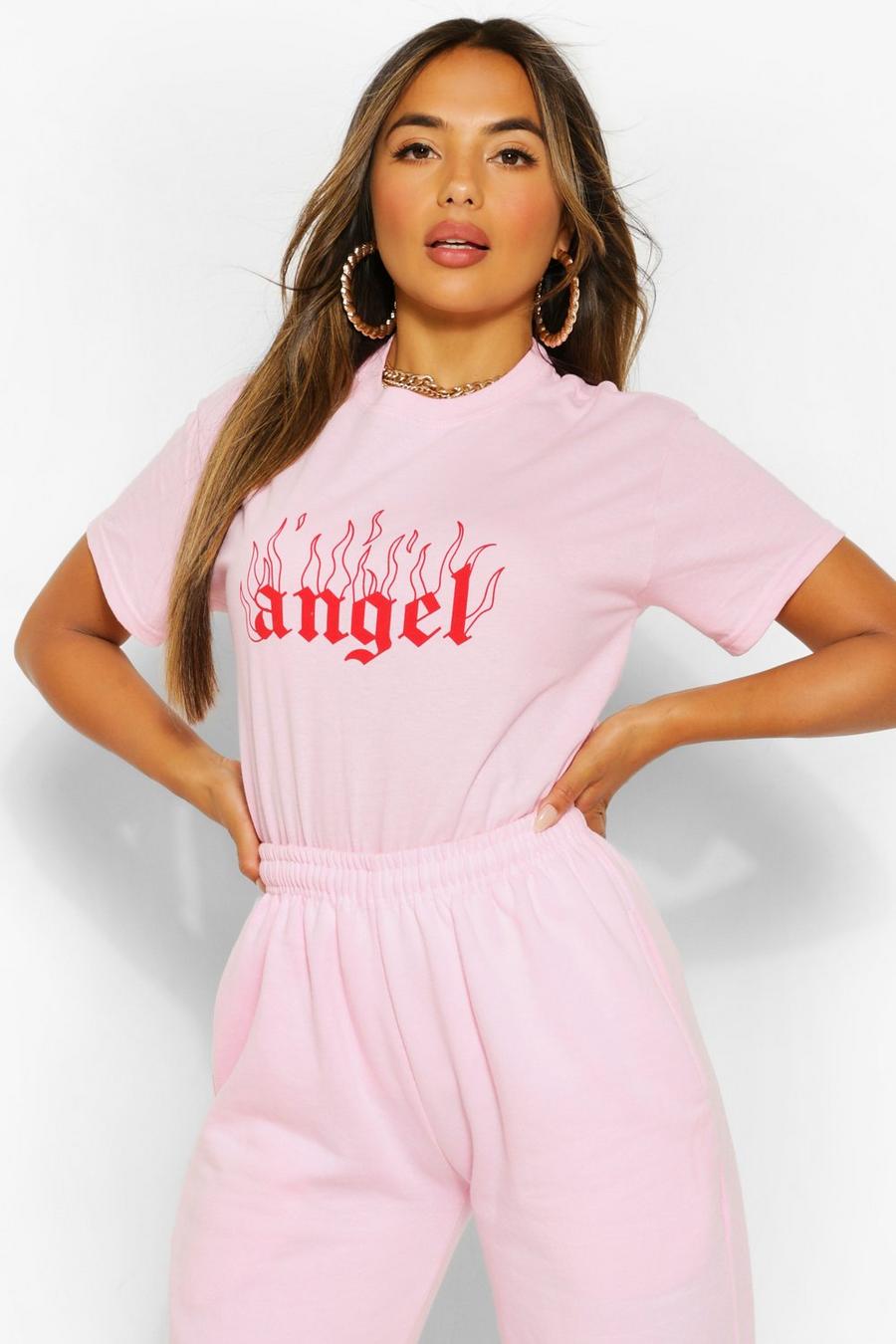 T-shirt con scritta “Angel” Petite , Rosa image number 1