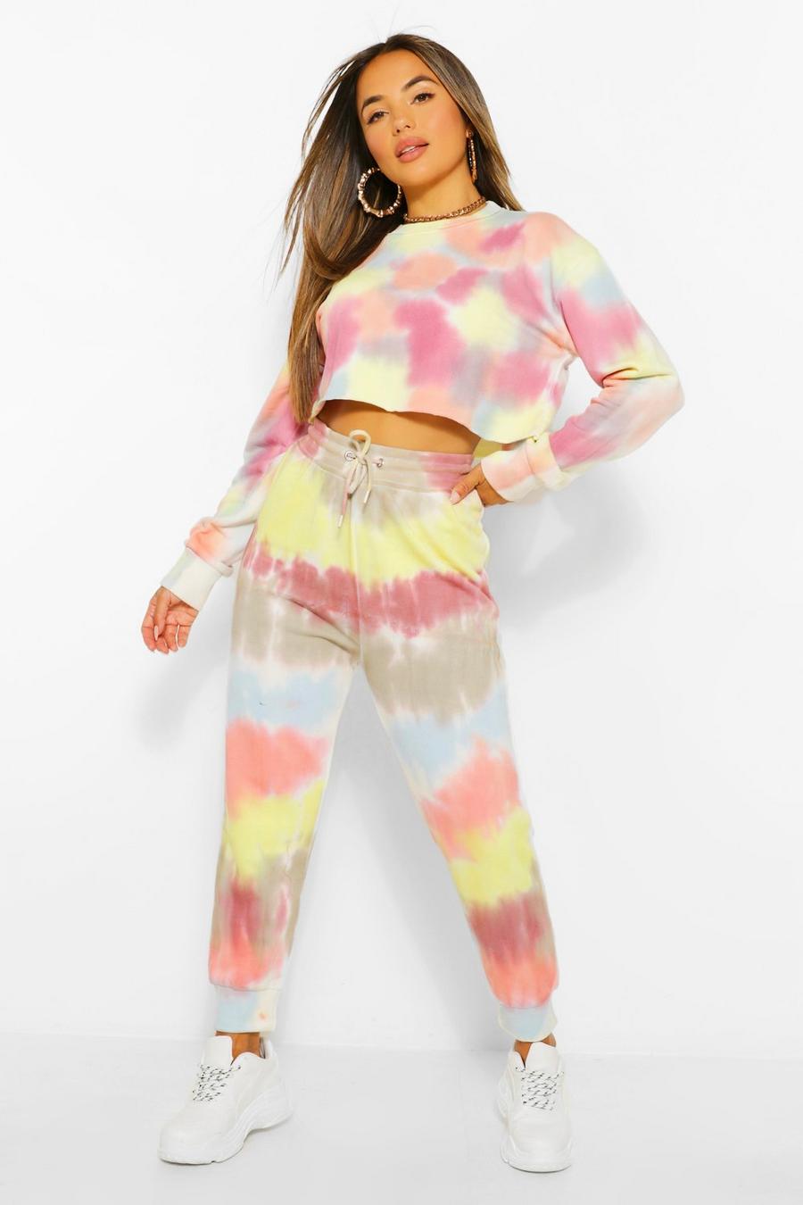 Multi Petite Colourful Tie Dye Joggers image number 1