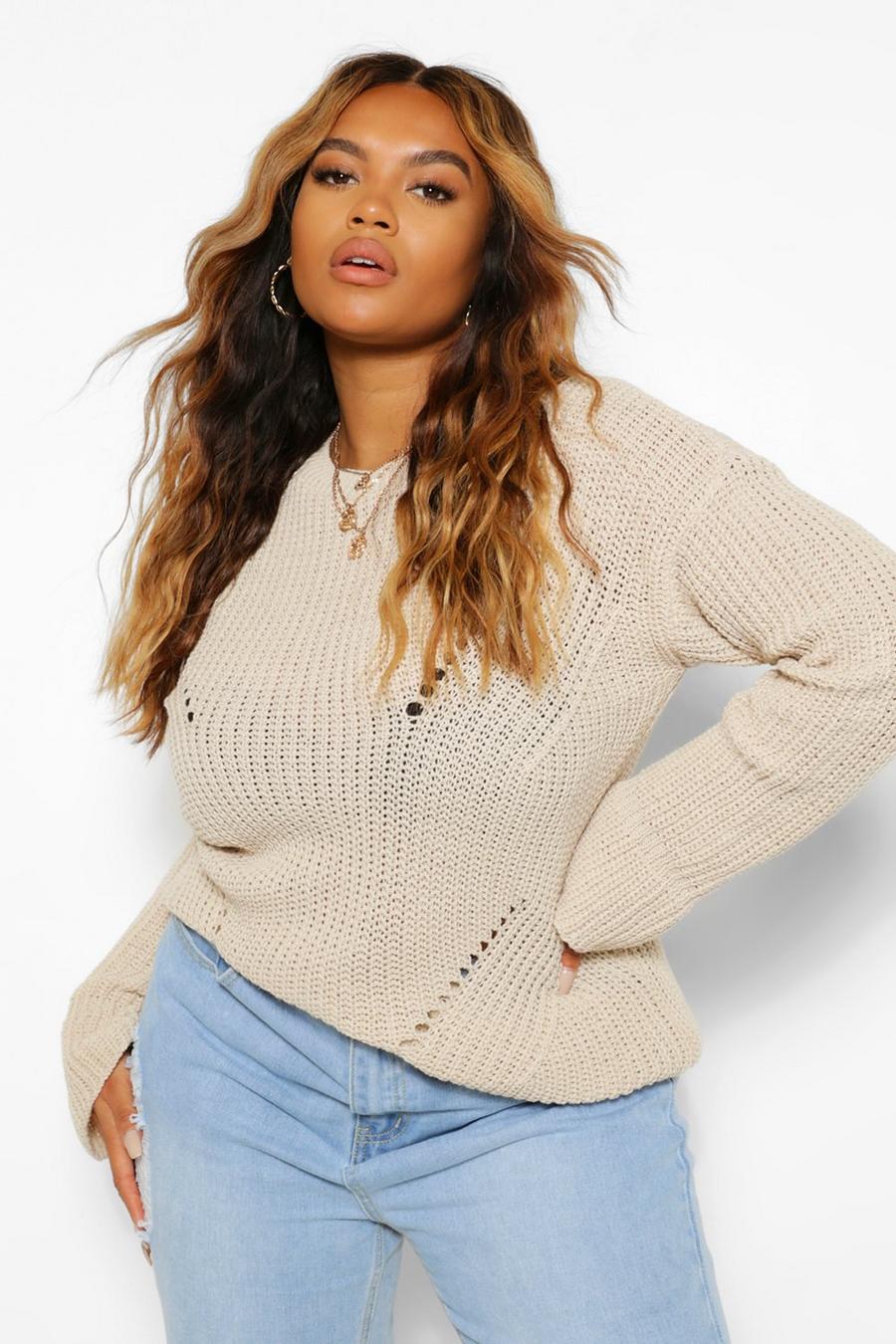 Grande taille - Pull style marin, Sable image number 1