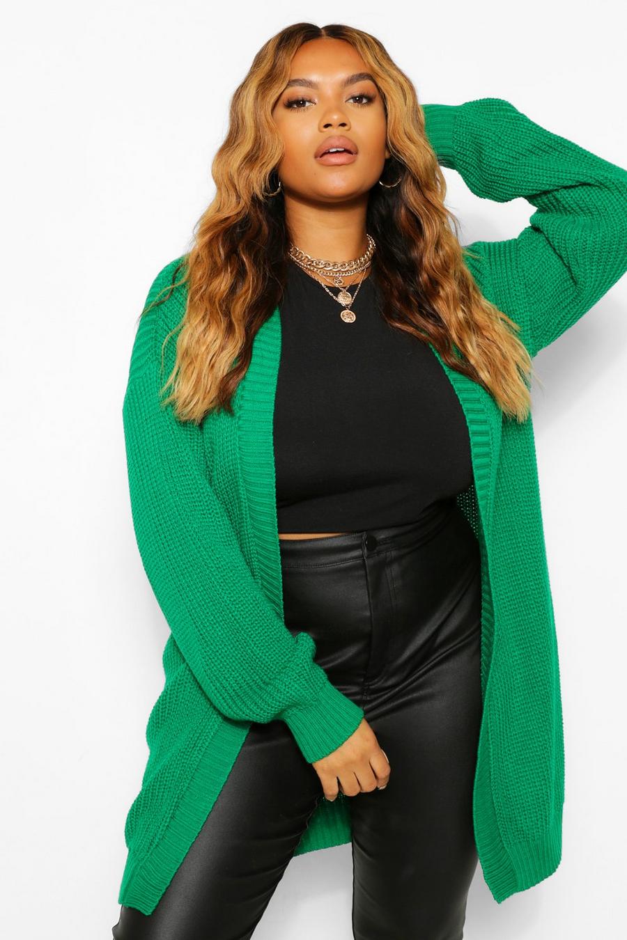 Plus offener Cardigan, Bright green image number 1