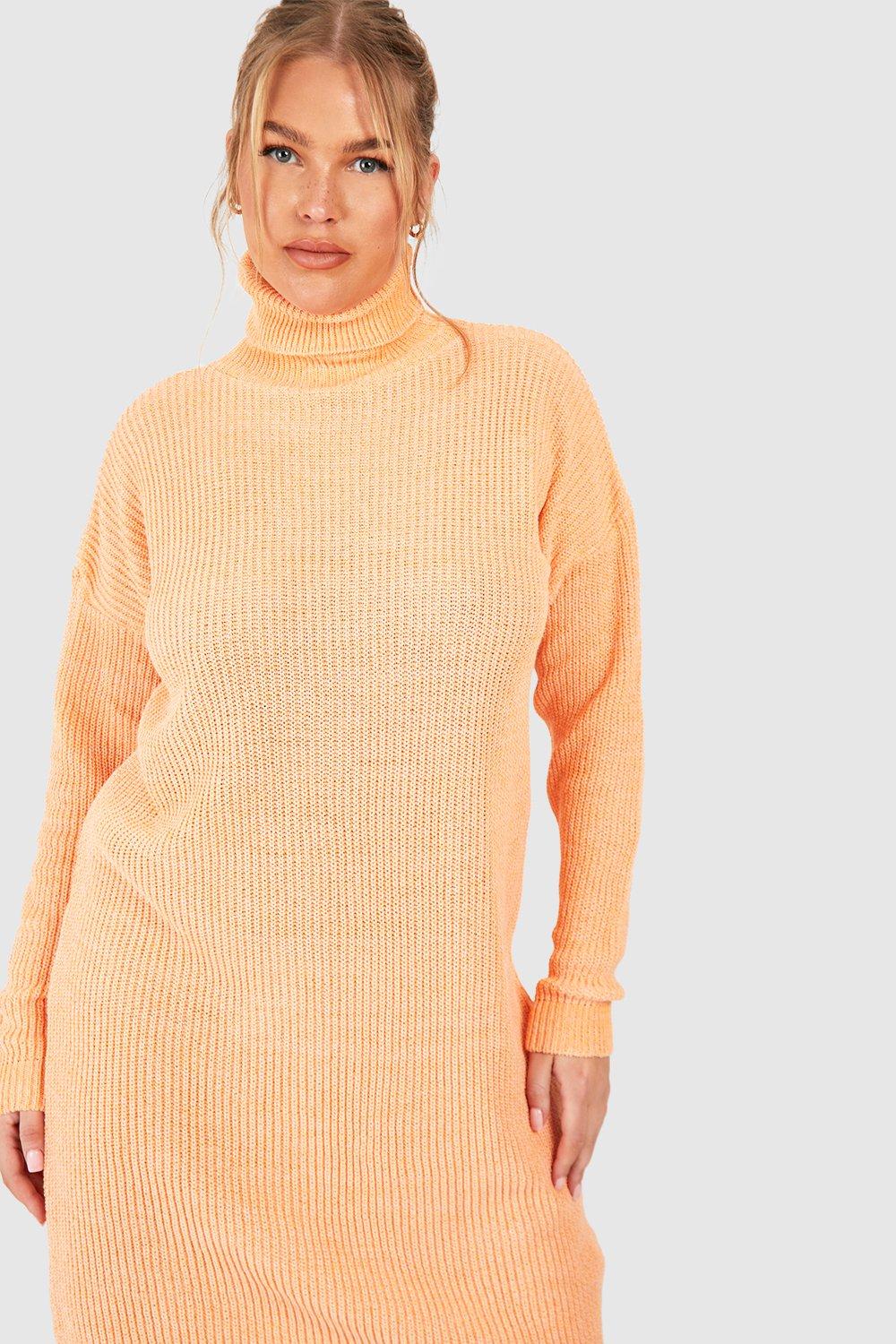 Women's Pink Plus Roll Neck Jumper Dress | Boohoo UK