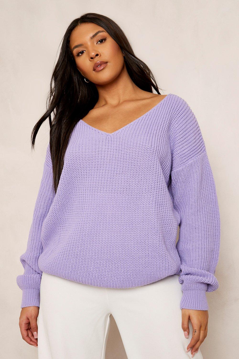 Lilac v hot sale neck jumper