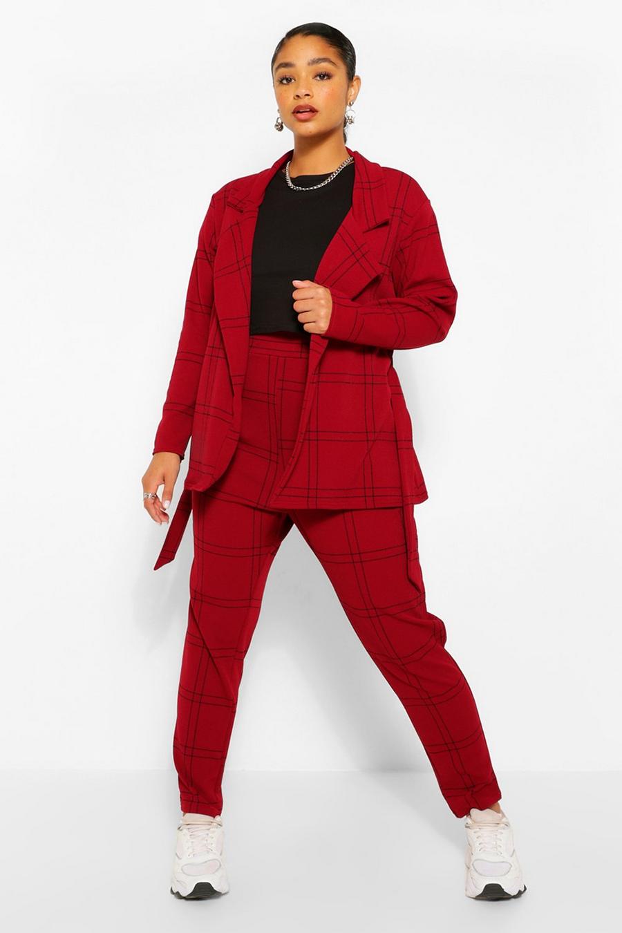 Berry Plus Check Blazer and Trouser Co-ord image number 1