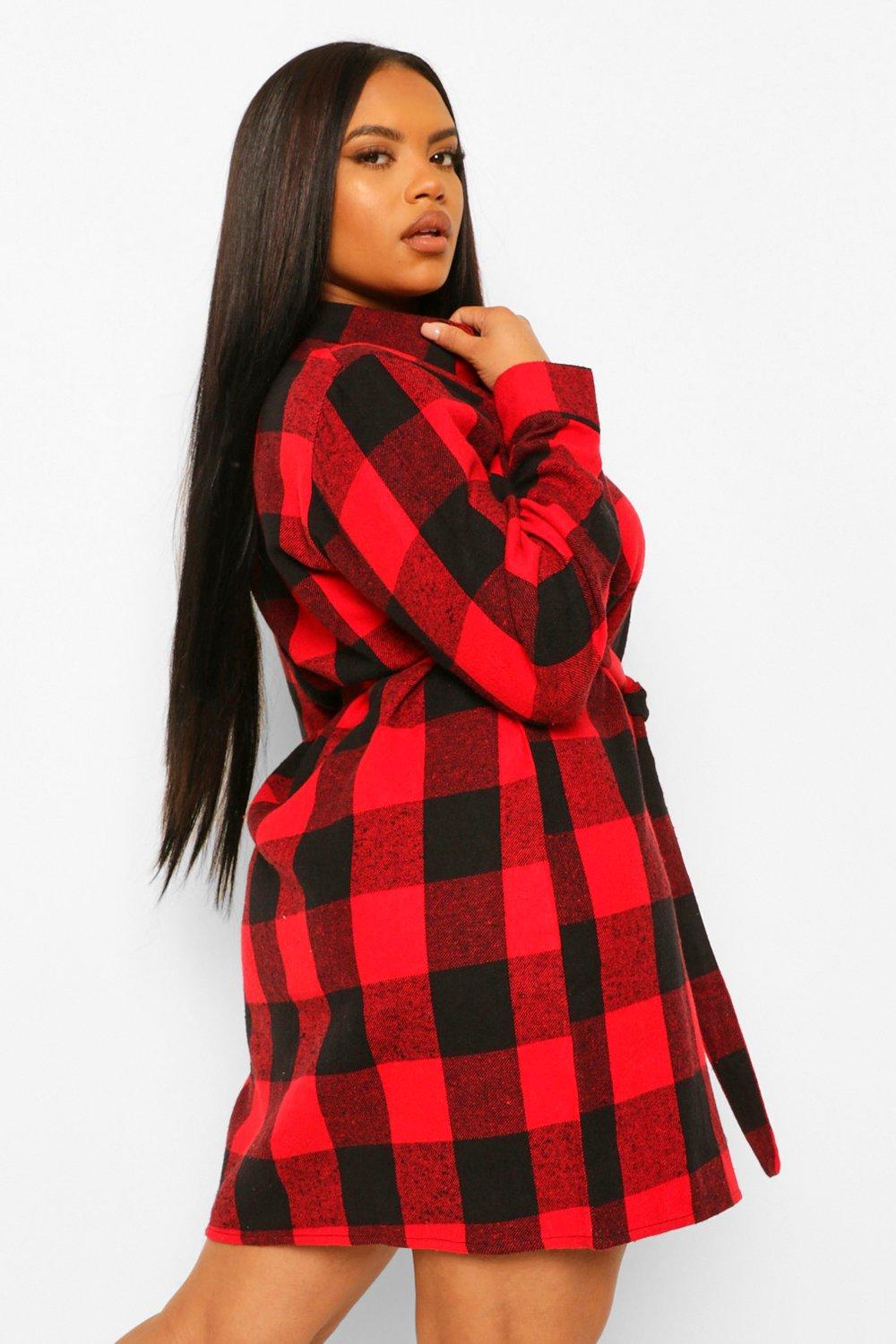 Boohoo UK - Farah Vintage Chest Shirt  Women's Red Plus Honey Oversized T  - Shirt Dress