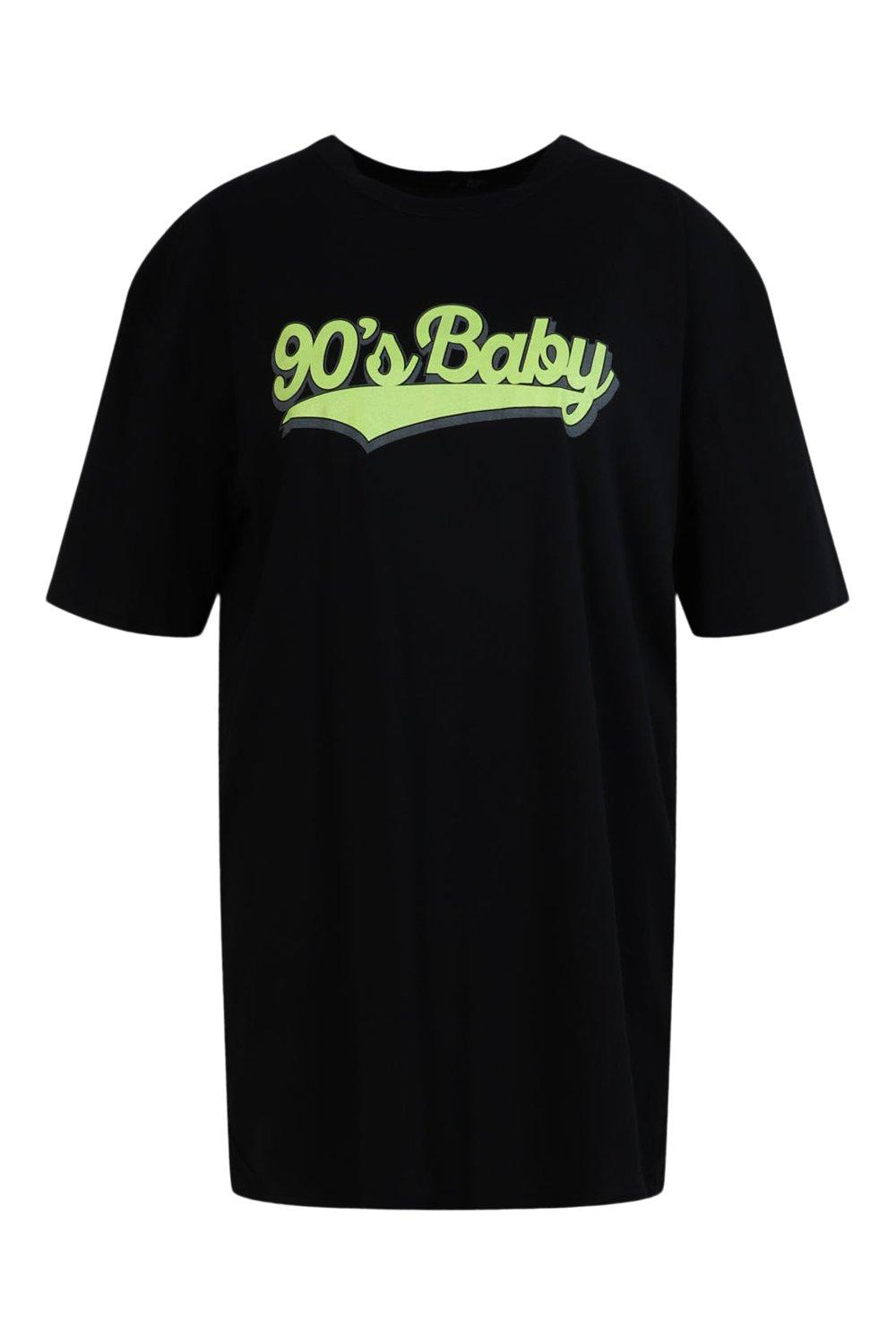 Plus 90s Baby Slogan T Shirt Dress boohoo