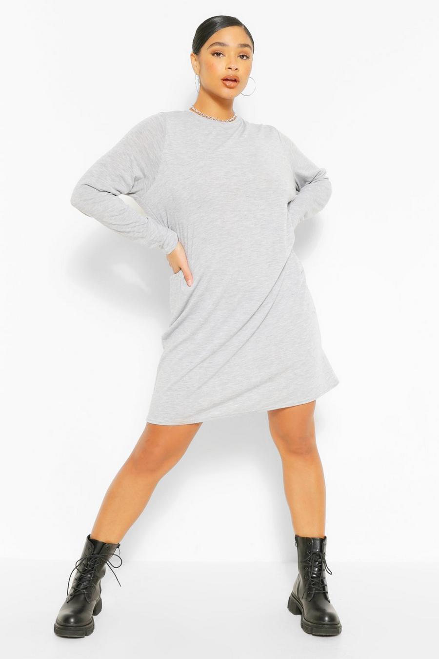 Grey Plus Jersey Long Sleeve T-Shirt Dress image number 1