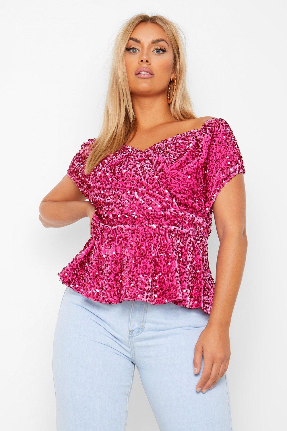 fuchsia sequin top