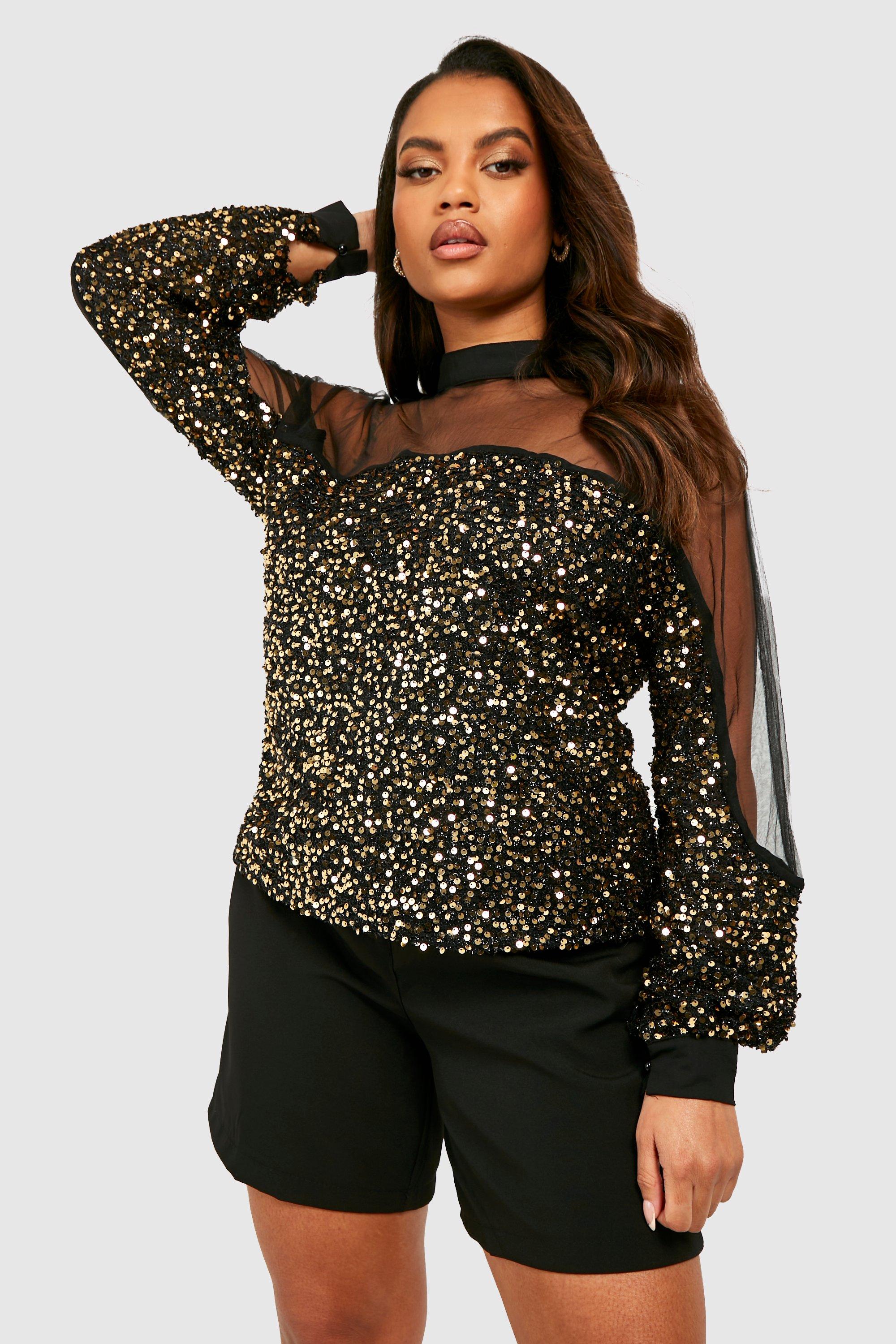 Gold sparkly top plus hot sale size